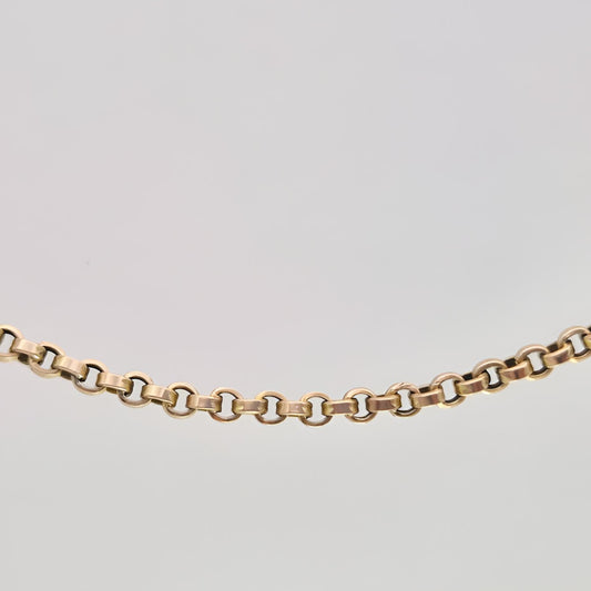 fully hallmarked 9ct gold flat link belcher chain with trigger clasp