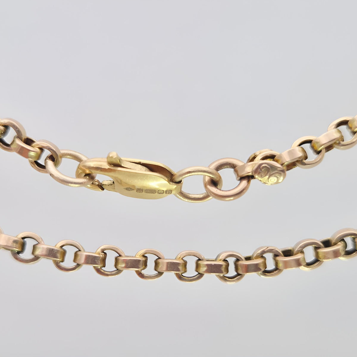 fully hallmarked 9ct  gold flat top link belcher chain with gold trigger clasp