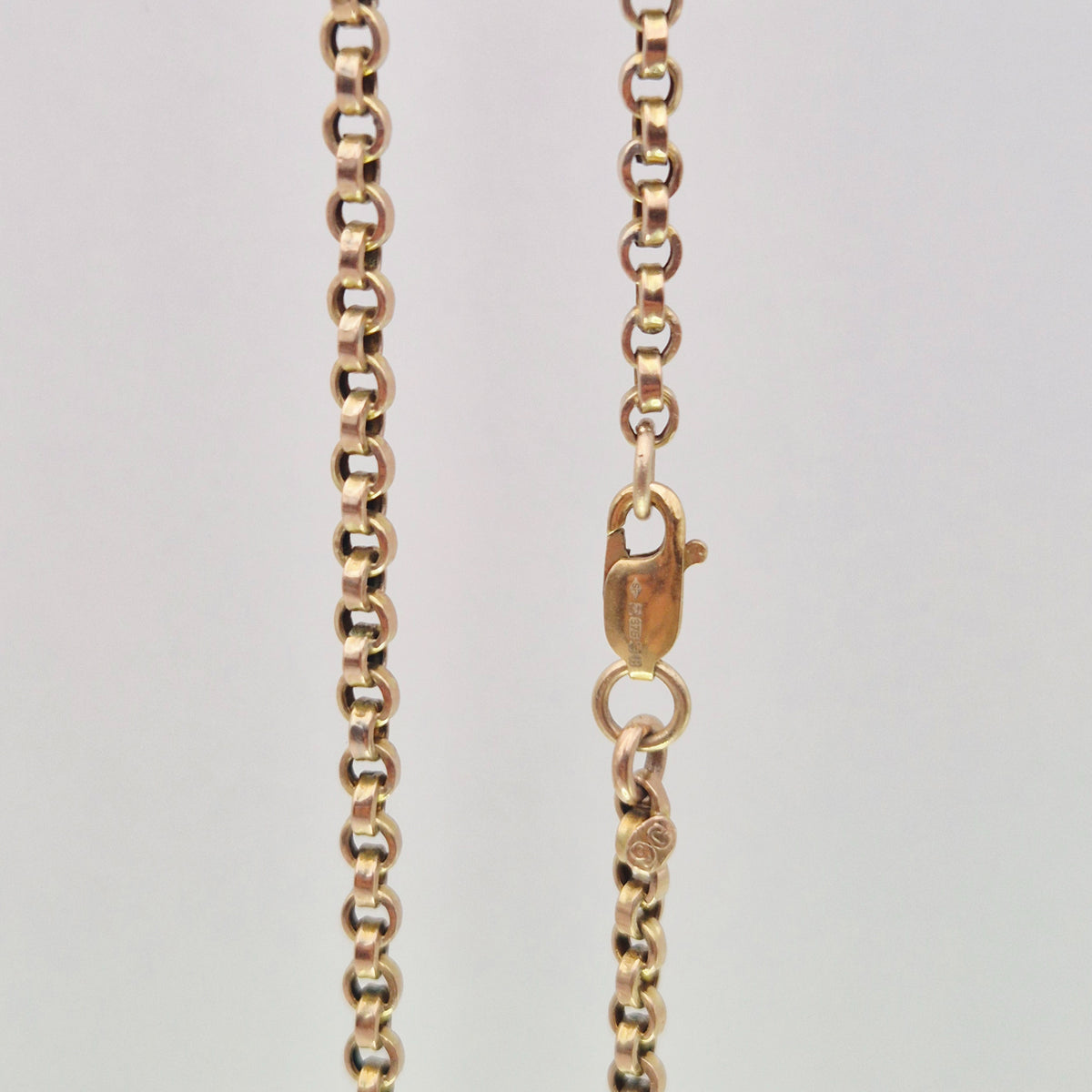 hallmarked 9ct yellow gold flat top link belcher chain with gold trigger clasp