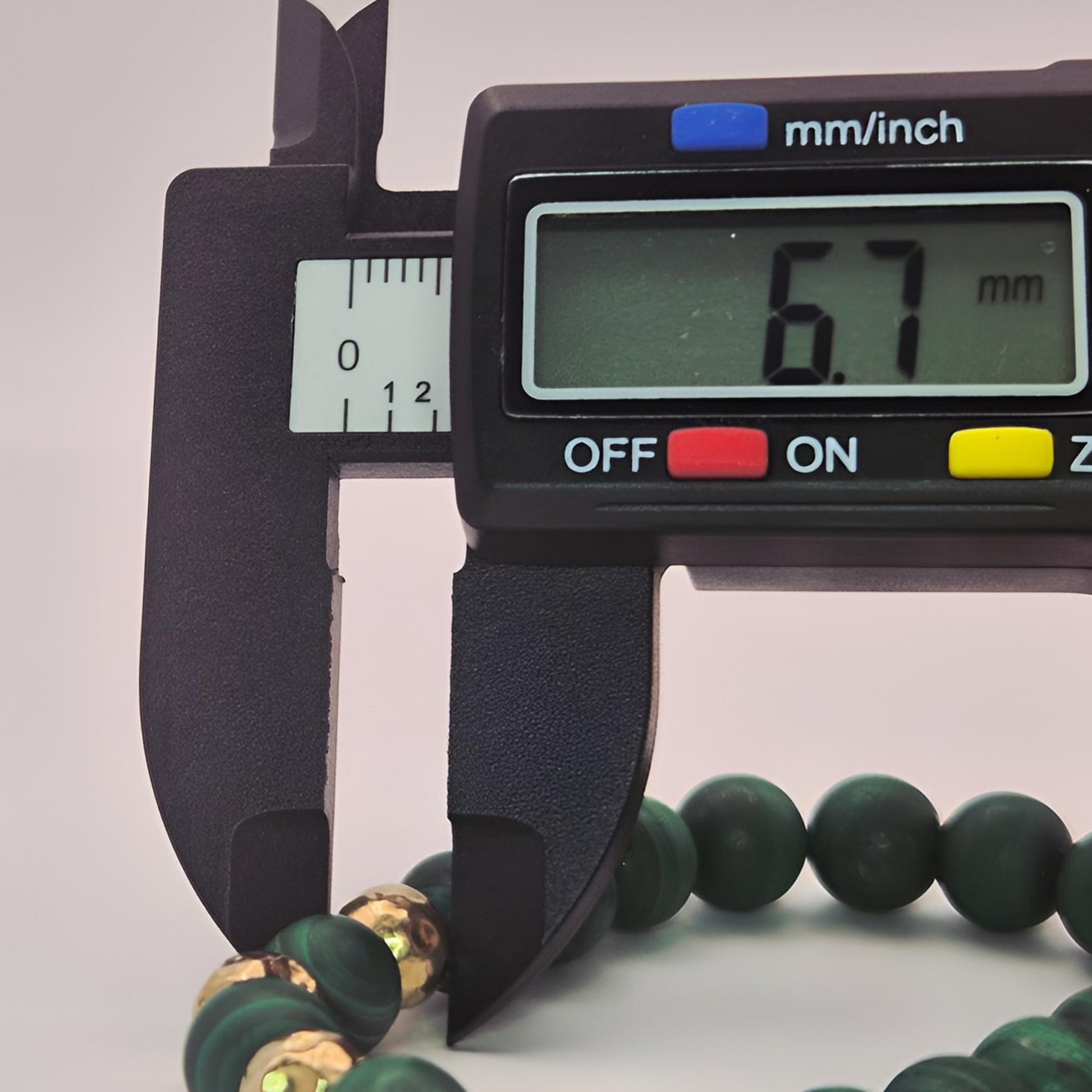 malachite gold bead bracelet fourth gold bead measurement