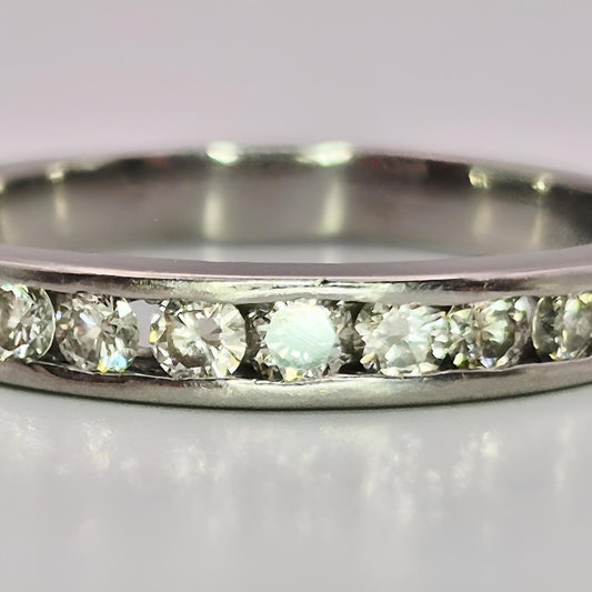 platinum hallmarked diamond half eternity ring front close view