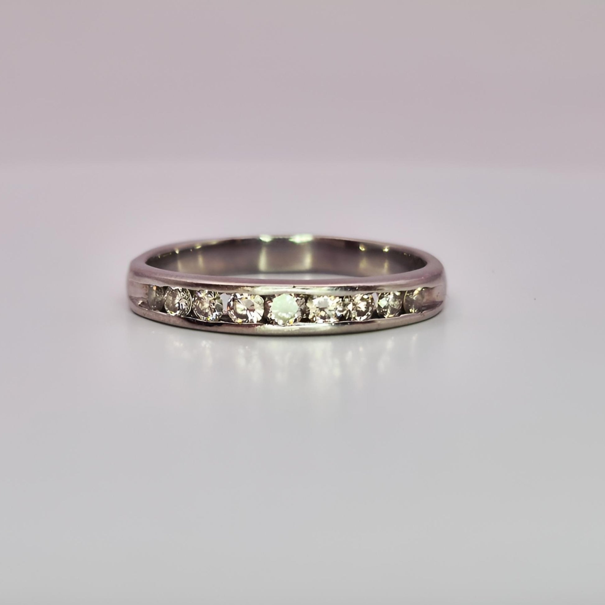 platinum hallmarked diamond half eternity ring front view