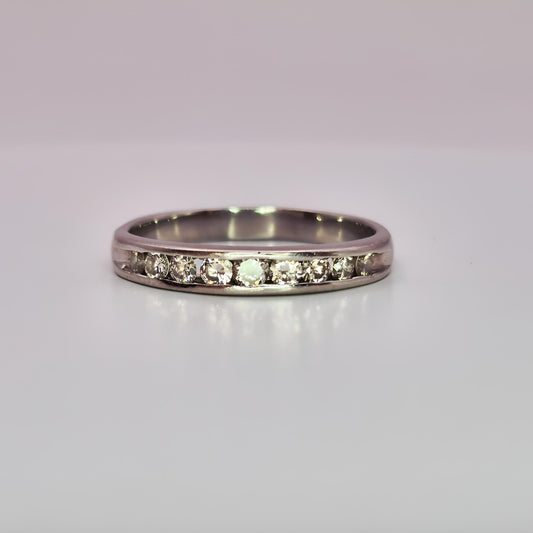 platinum hallmarked diamond half eternity ring front view