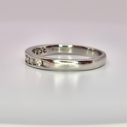platinum hallmarked diamond half eternity ring left view