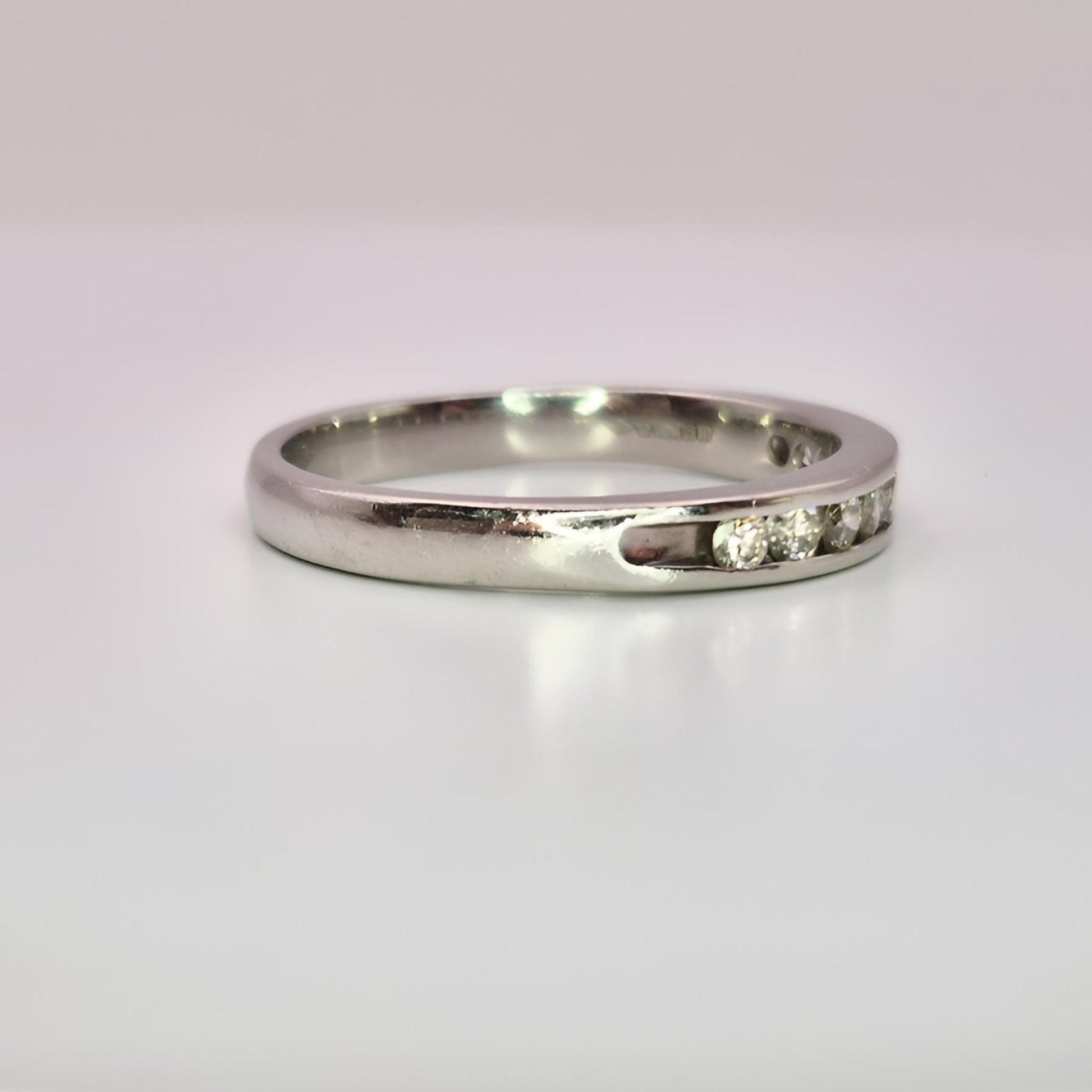 platinum hallmarked diamond half eternity ring right view