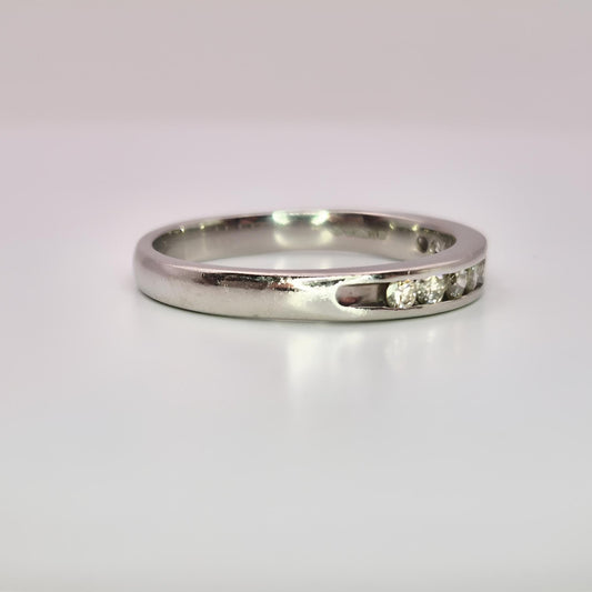platinum hallmarked diamond half eternity ring right view