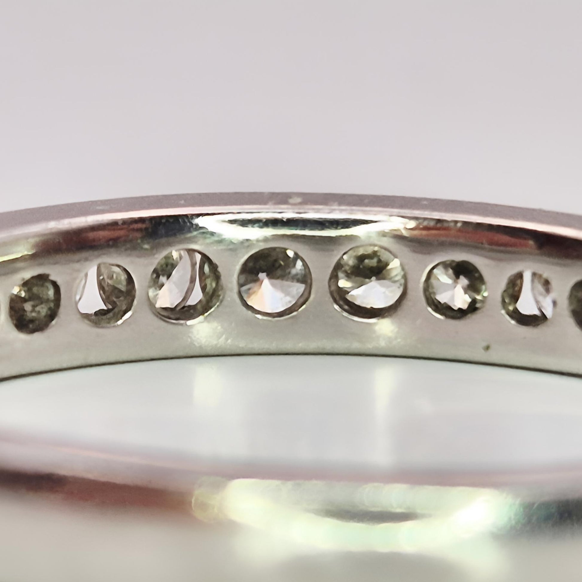 platinum hallmarked diamond half eternity ring setting from under