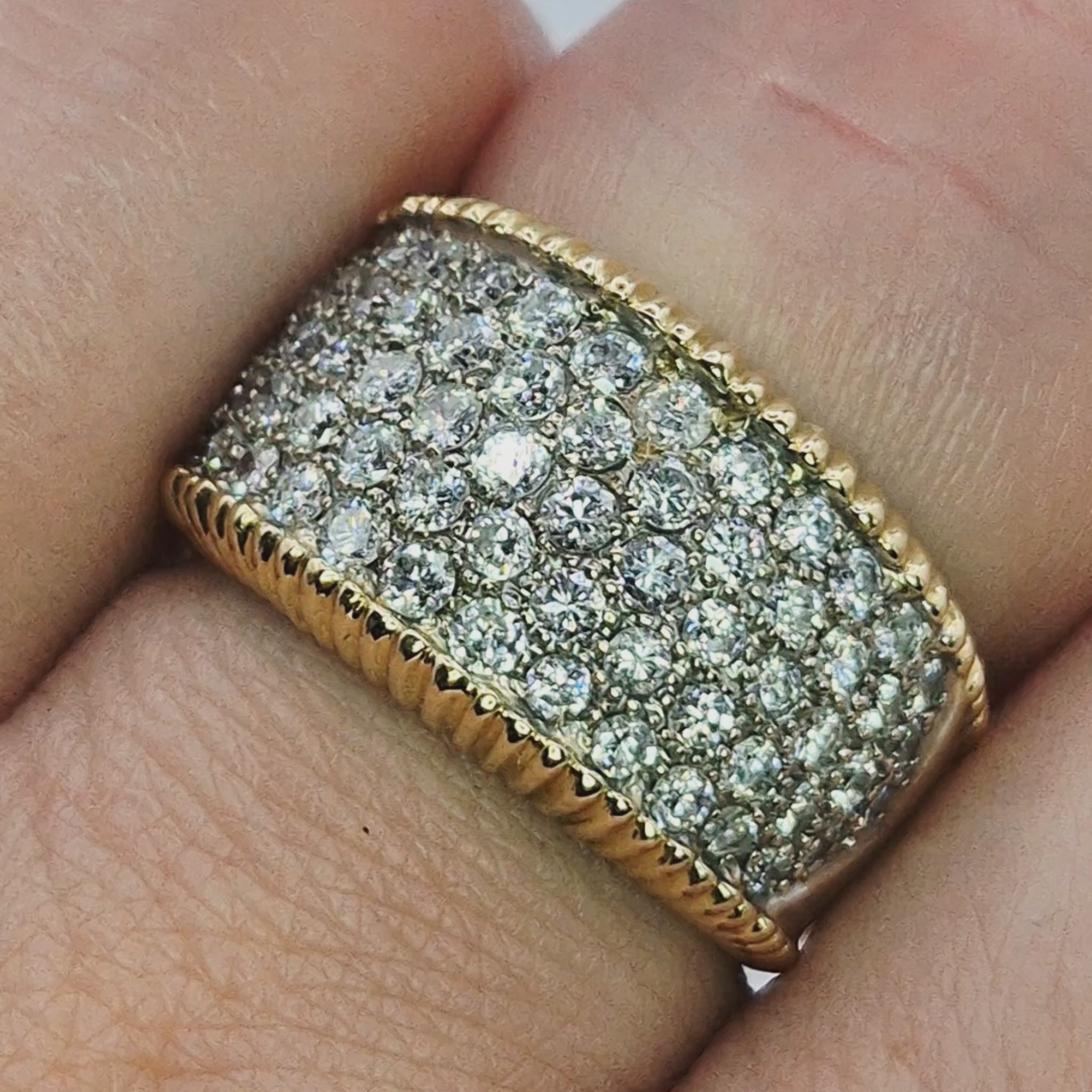 18ct gold full hallmark 69 diamonds pave ring video on finger
