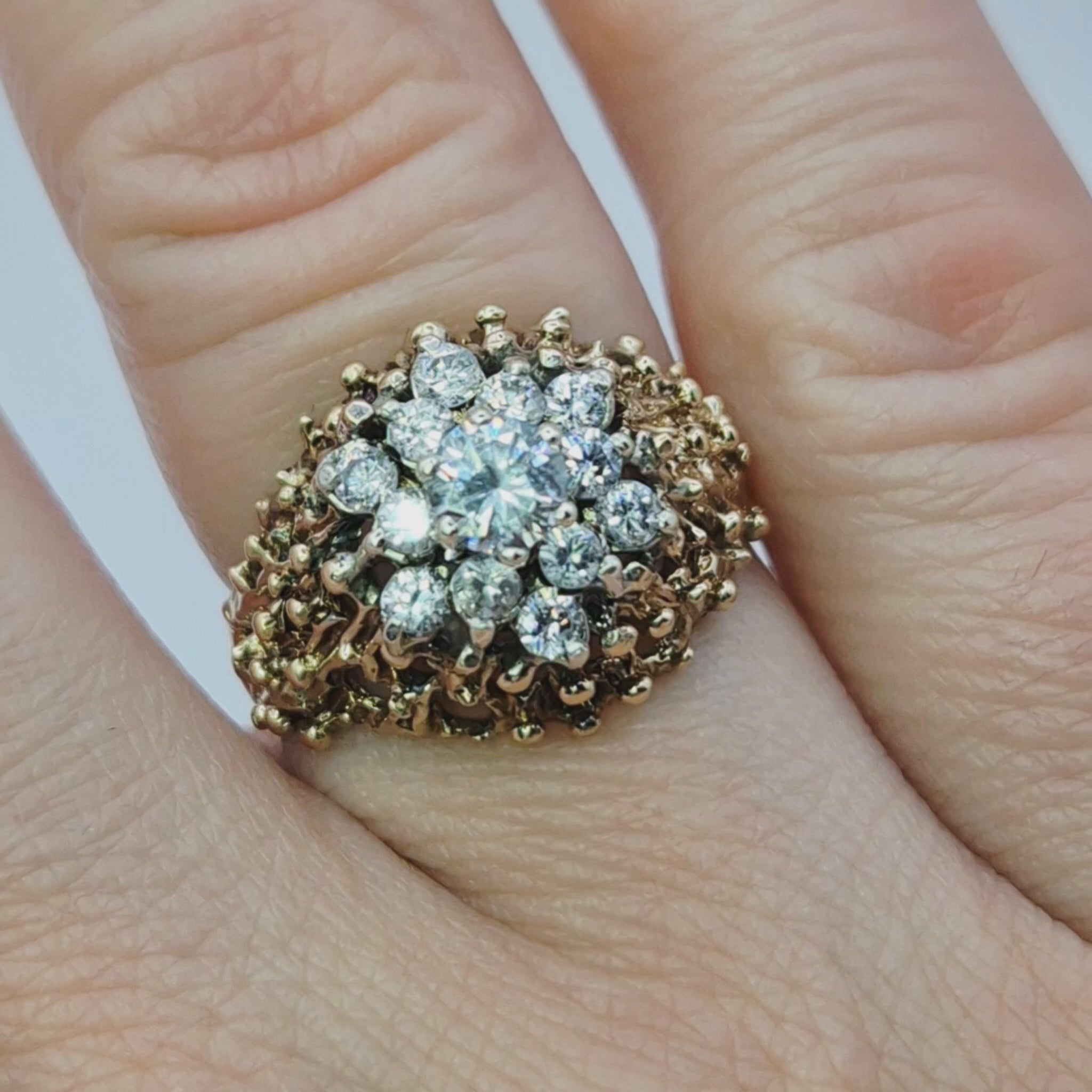 9ct yellow gold vintage diamond dress ring video on finger