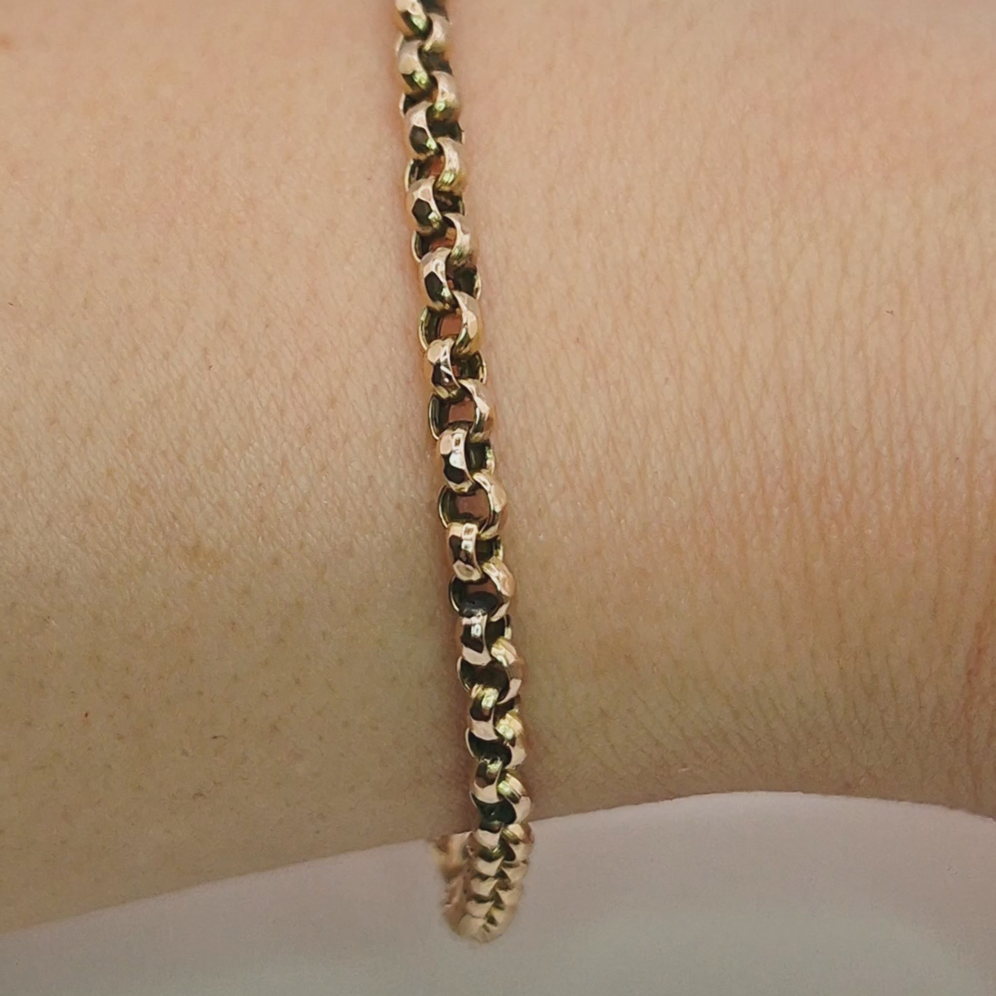 9ct gold hallmarked belcher chain bracelet video on women wrist