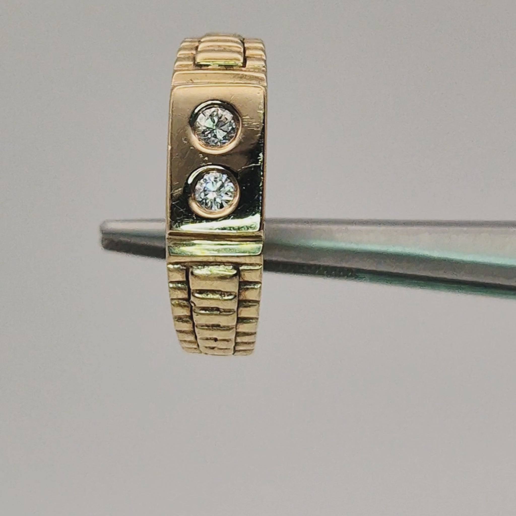 9ct yellow gold two stone diamond unisex ring video