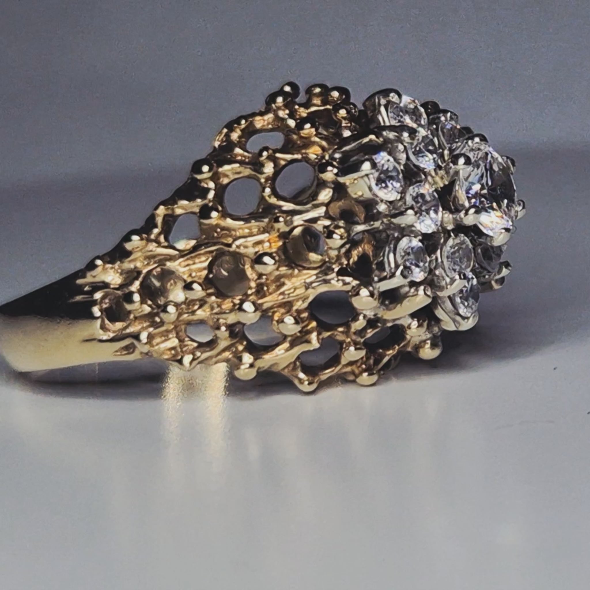 9ct vintage diamond cocktail ring video