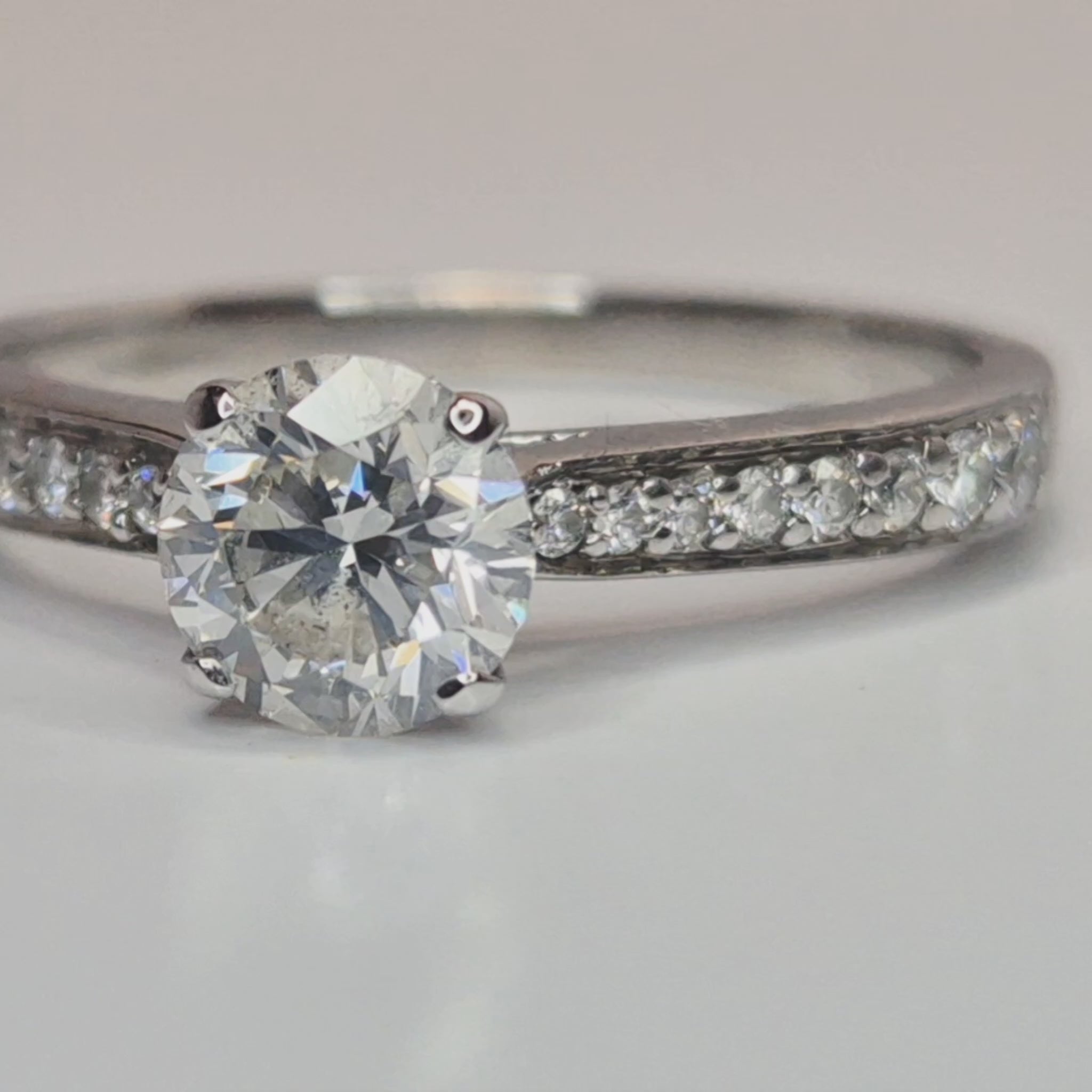 18ct white gold single stone natural diamond engagement ring video