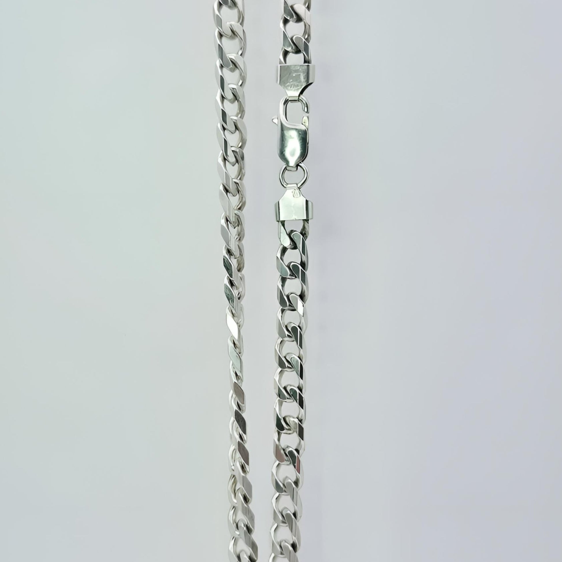 silver curb heavy solid 20 inch chain 49g trigger clasp