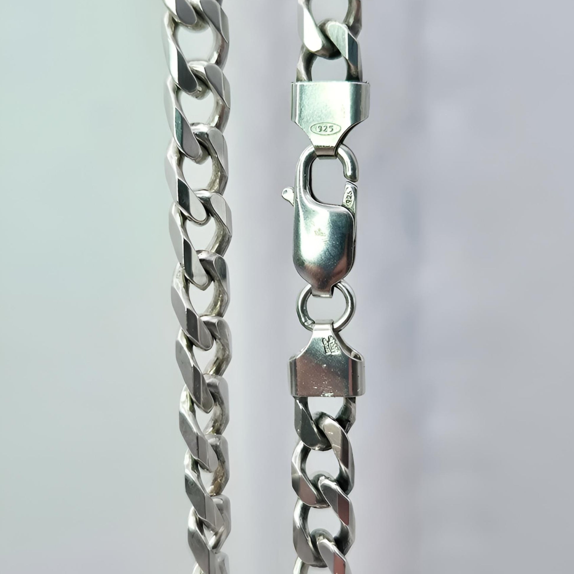 silver curb heavy solid 20 inch chain 49g with trigger clasp