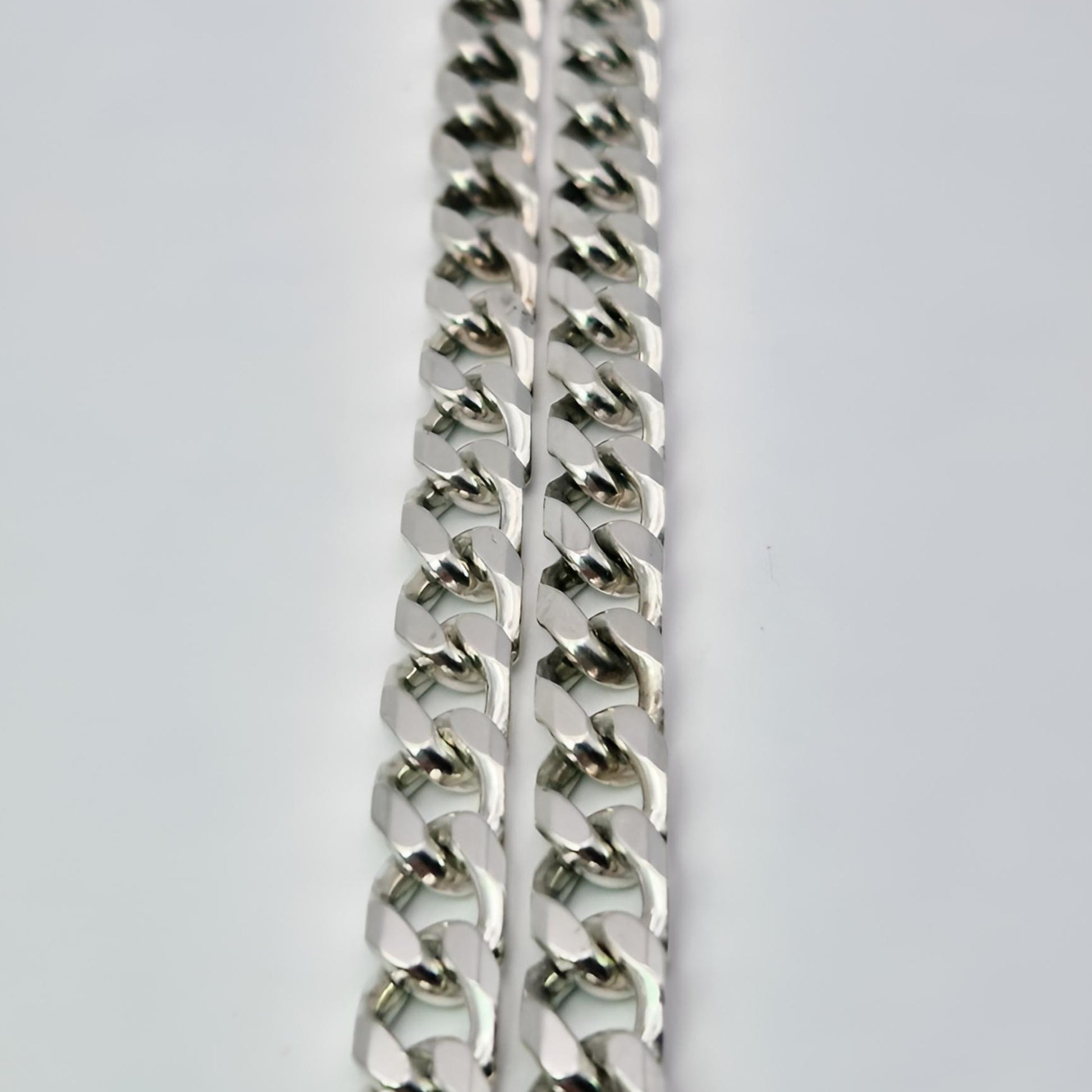 silver curb solid 20 inch chain front double