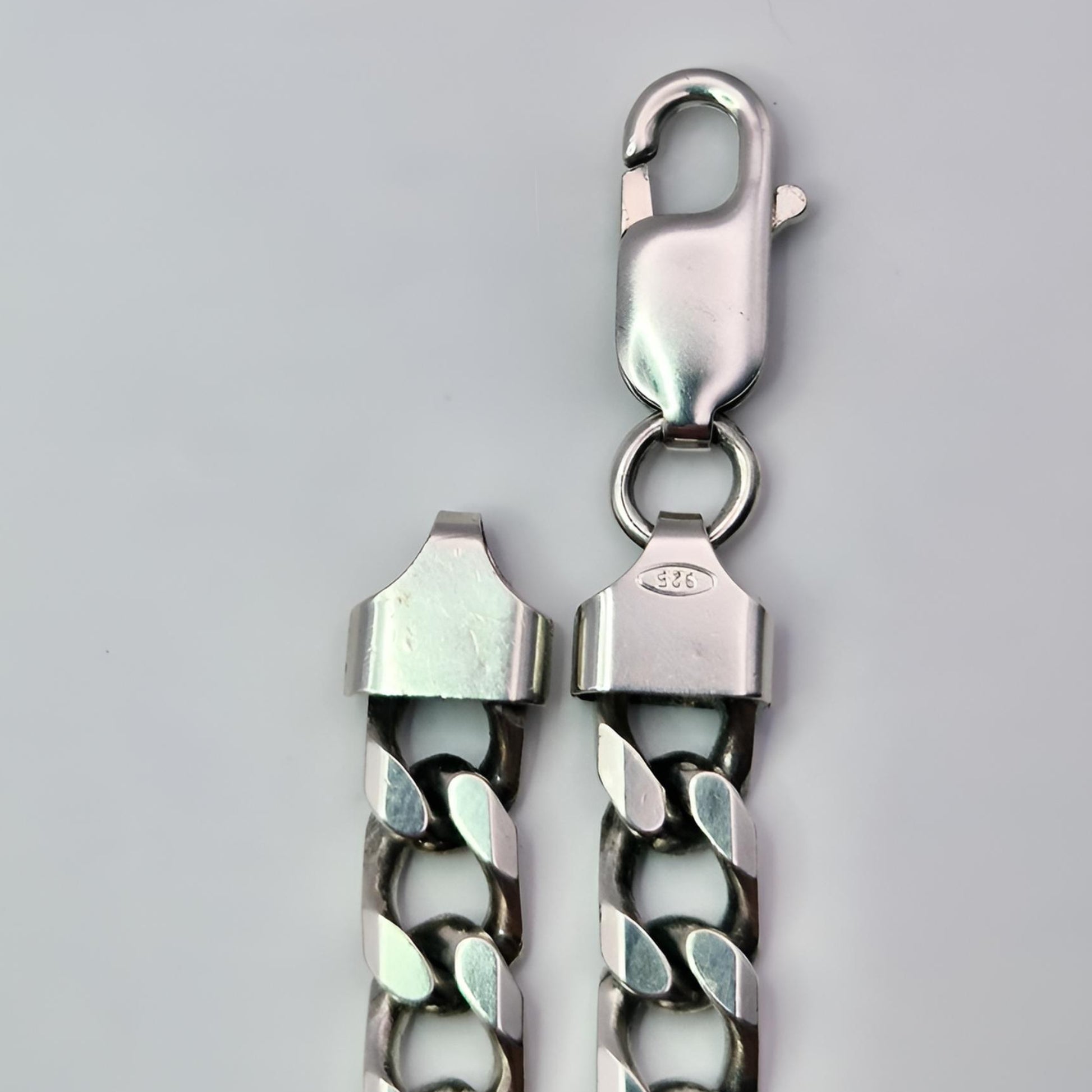silver curb solid 20 inch chain stamp 925 trigger clasp